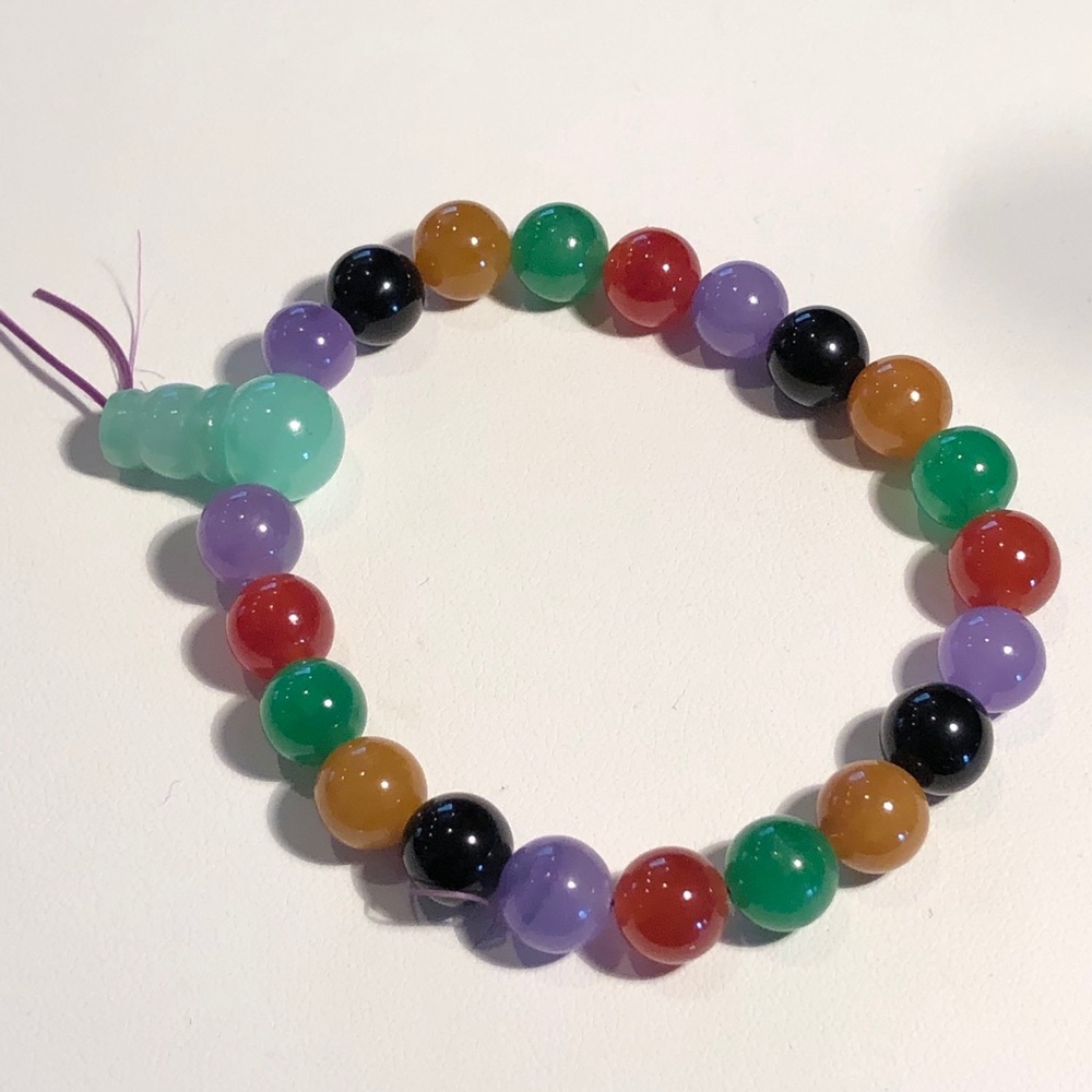 Genuine Multi Color Jade Beaded Bracelet